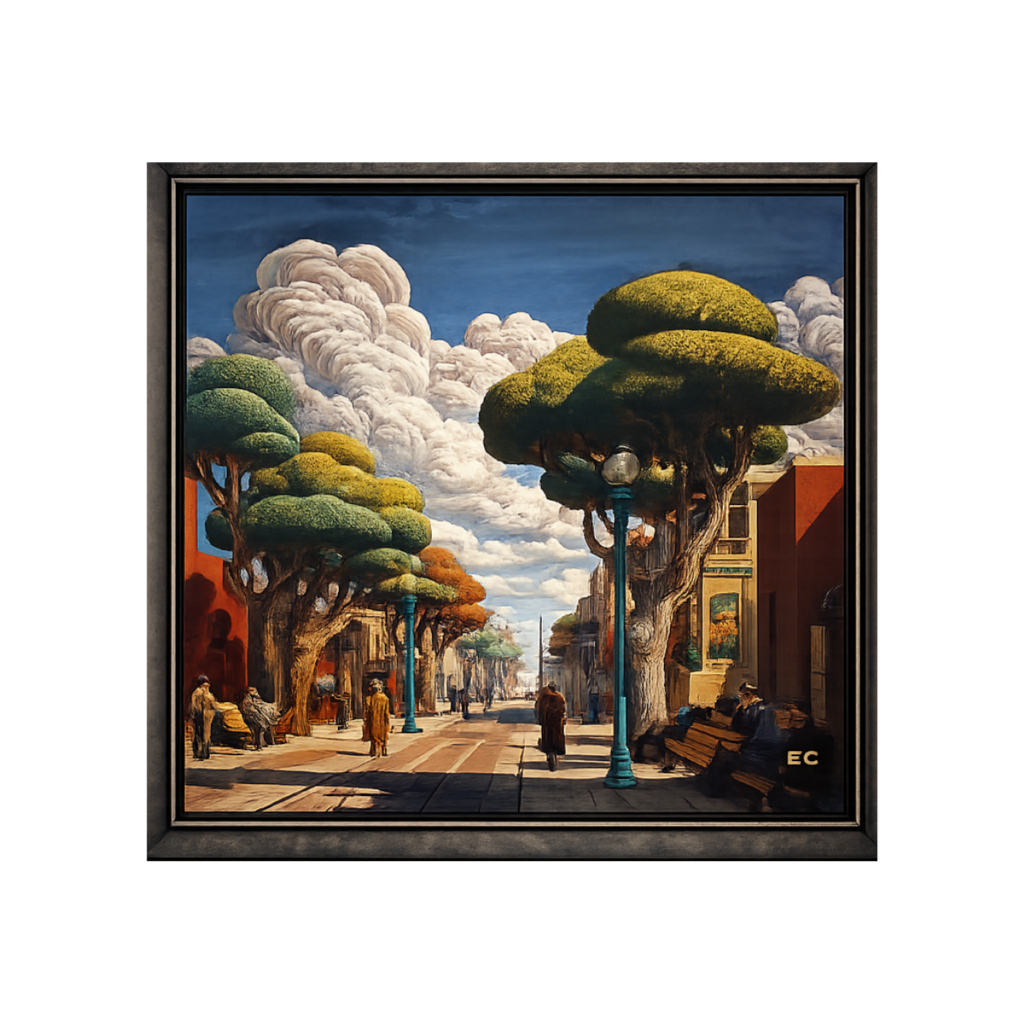 Easton Cain original oil painting, American Regionalism Revival, Emerald Thinker Gallery