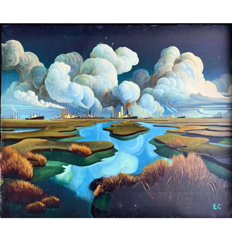Easton Cain, Fort Worth Marshland, Morning, oil painting