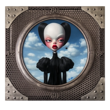 Rick Roco, Time Keeper's Witness, Oil on canvas, 25.5 x 25.5 in., 2025, Emerald Thinker Gallery